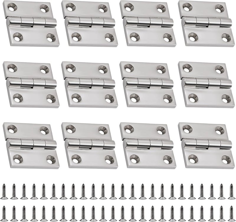 Laorde 316 Stainless Steel Hinges Marine Grade (2" × 2" or 1-1/2" × 1-1/2" Heavy Duty Boat Hatch Hinge Casting Cabinet Door Hinge with Screws (1.5" x 1.5" 12 Pack) - Image 1